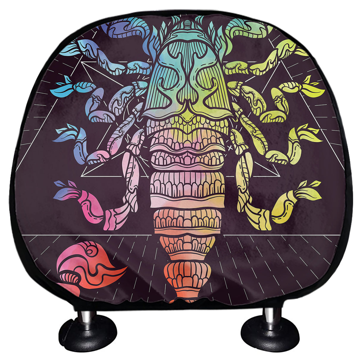 Colorful Scorpio Sign Print Car Headrest Covers