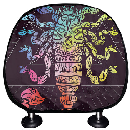 Colorful Scorpio Sign Print Car Headrest Covers