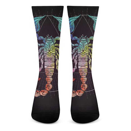 Colorful Scorpio Sign Print Crew Socks