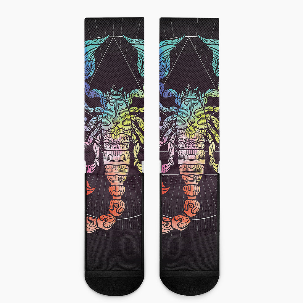 Colorful Scorpio Sign Print Crew Socks