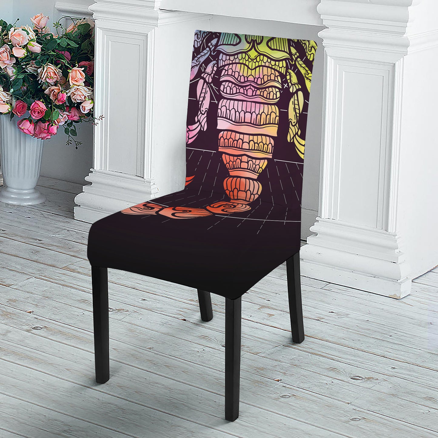 Colorful Scorpio Sign Print Dining Chair Slipcover