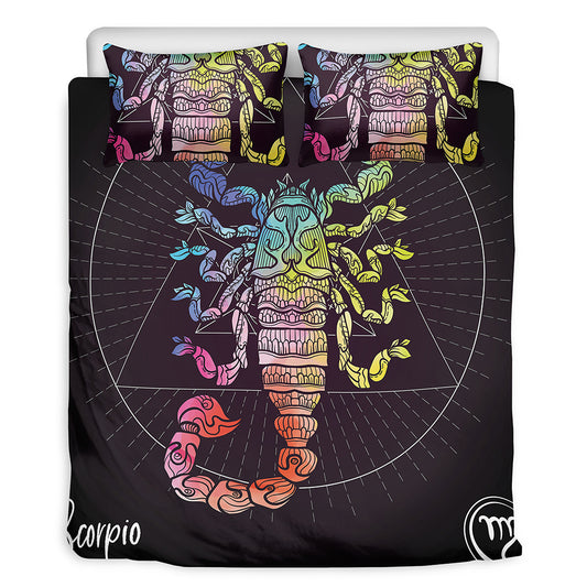 Colorful Scorpio Sign Print Duvet Cover Bedding Set