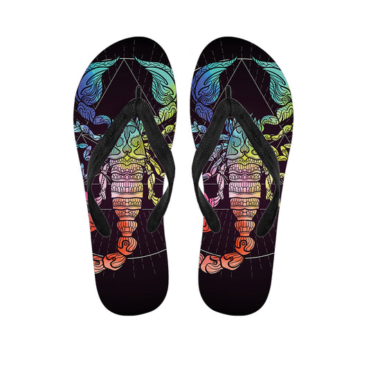 Colorful Scorpio Sign Print Flip Flops