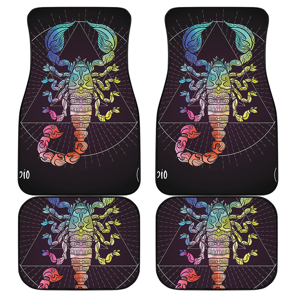Colorful Scorpio Sign Print Front and Back Car Floor Mats