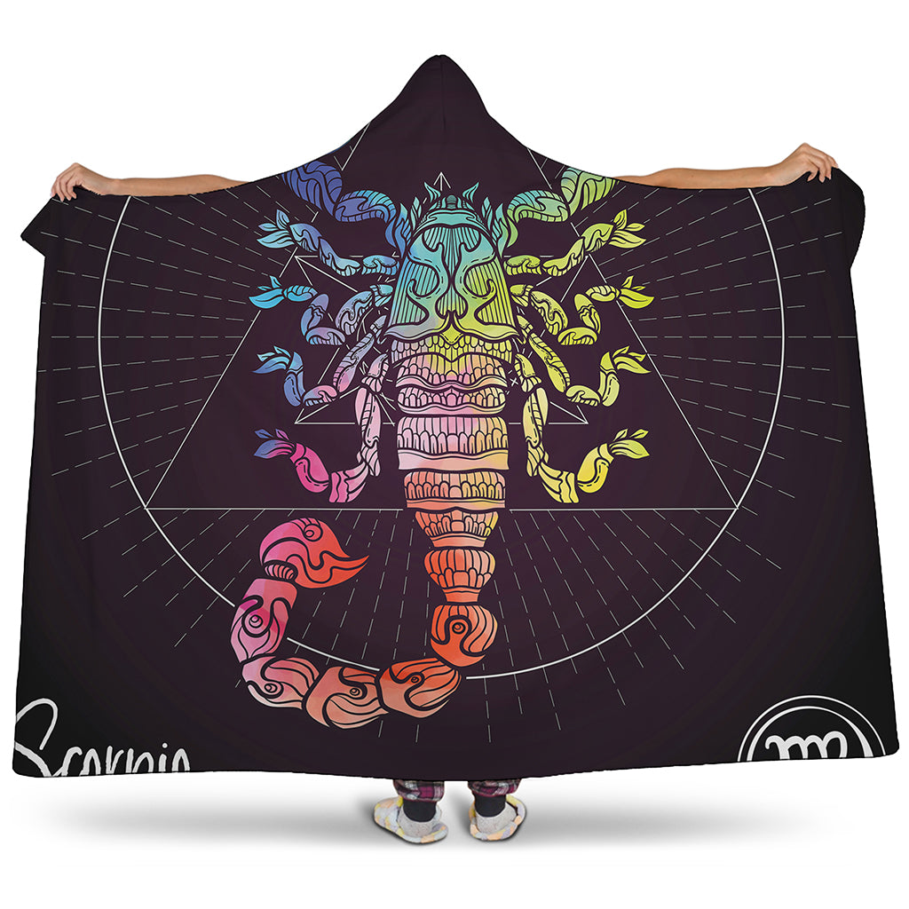 Colorful Scorpio Sign Print Hooded Blanket