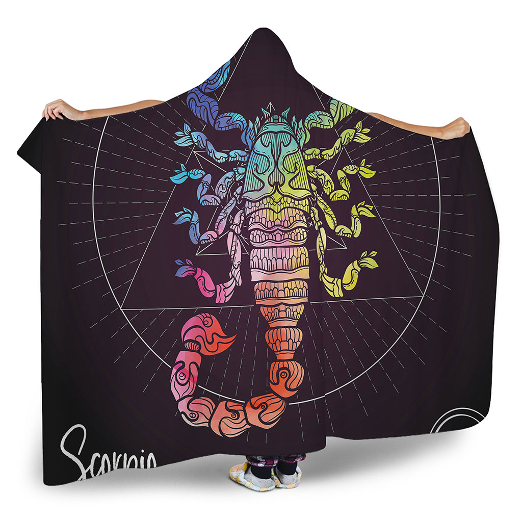 Colorful Scorpio Sign Print Hooded Blanket
