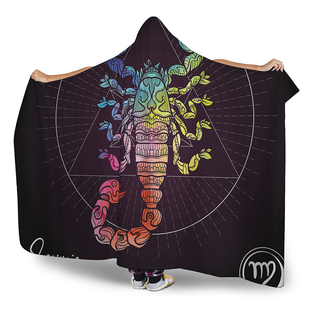 Colorful Scorpio Sign Print Hooded Blanket