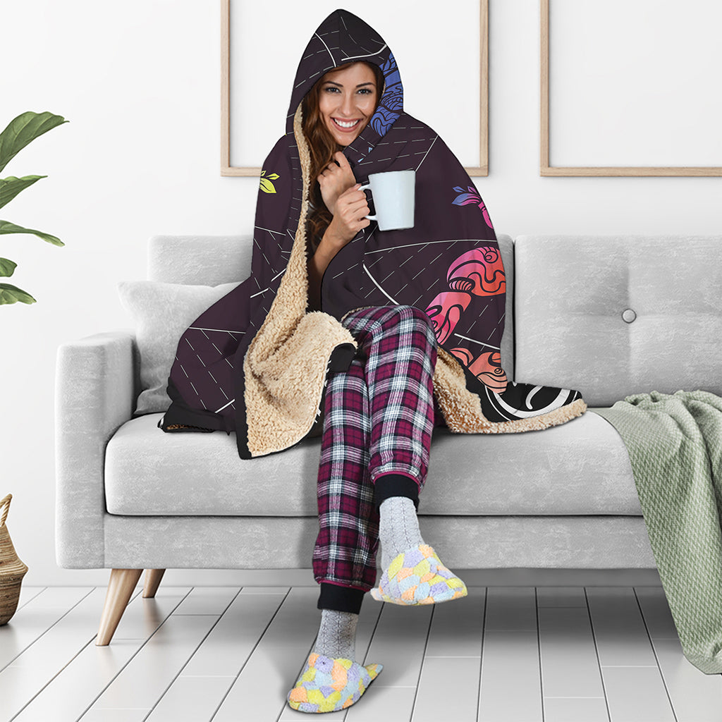 Colorful Scorpio Sign Print Hooded Blanket