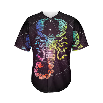 Colorful Scorpio Sign Print Men's Baseball Jersey