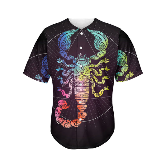 Colorful Scorpio Sign Print Men's Baseball Jersey