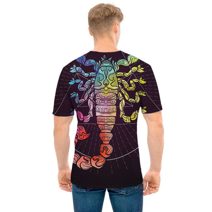 Colorful Scorpio Sign Print Men's T-Shirt