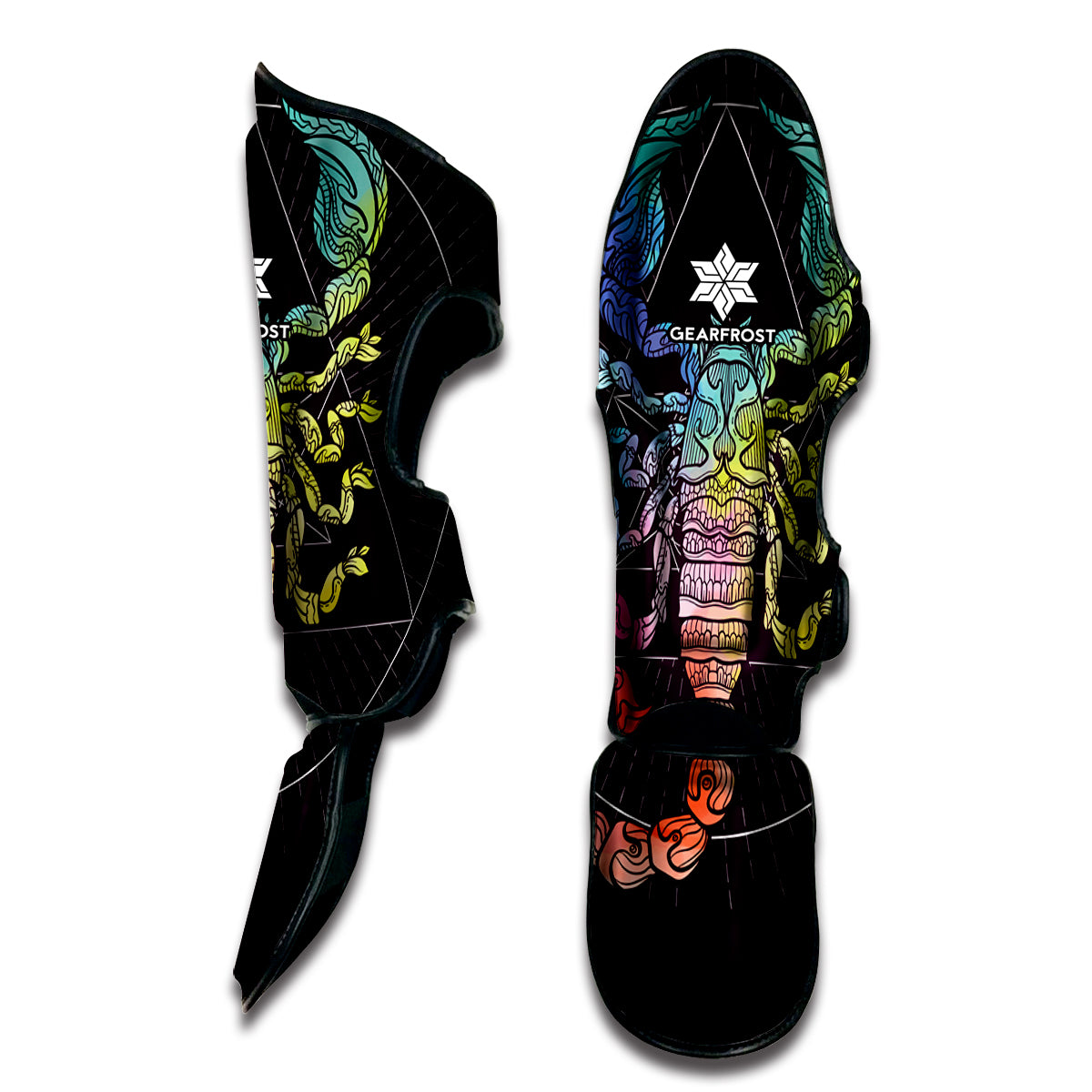 Colorful Scorpio Sign Print Muay Thai Shin Guard