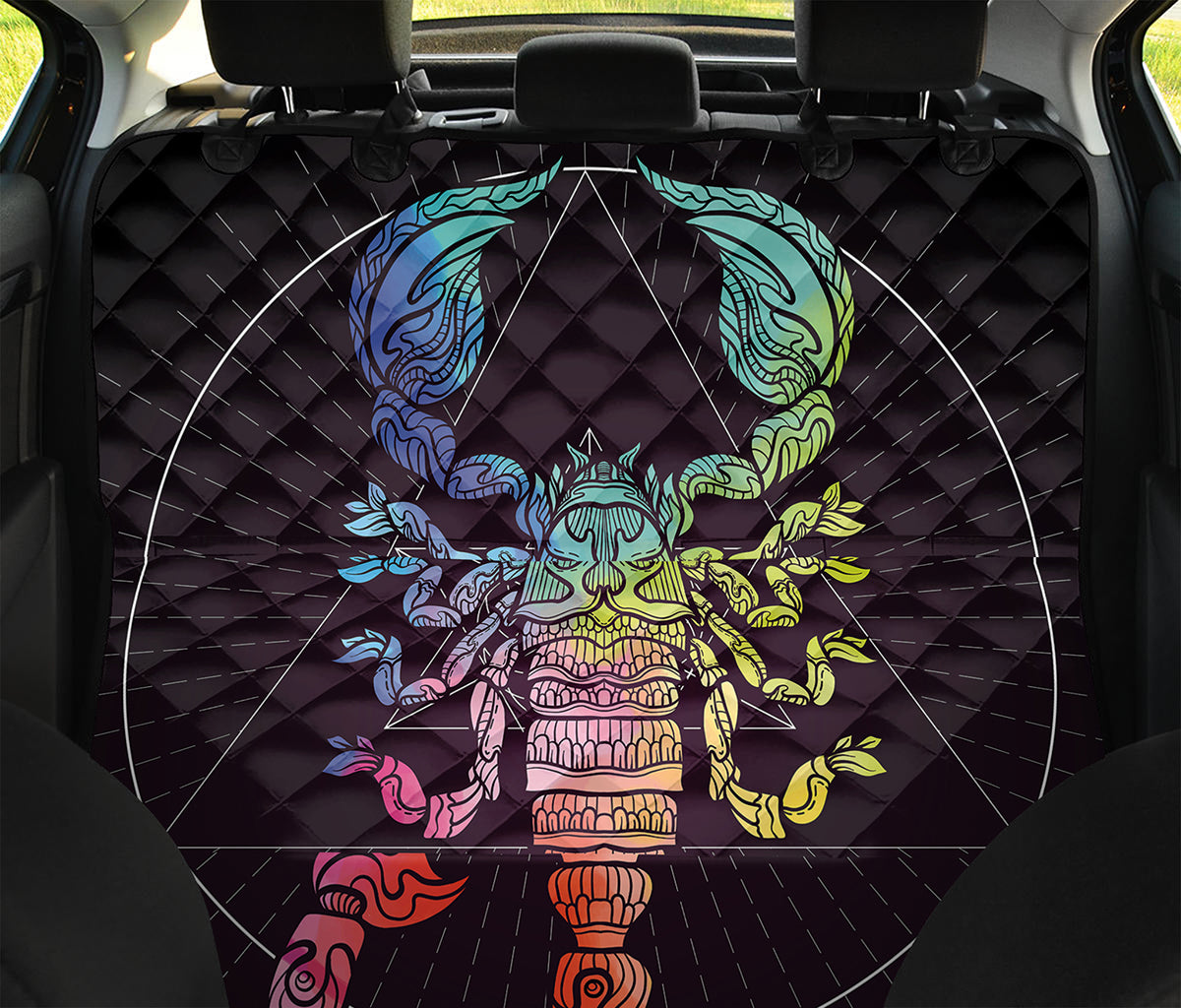 Colorful Scorpio Sign Print Pet Car Back Seat Cover