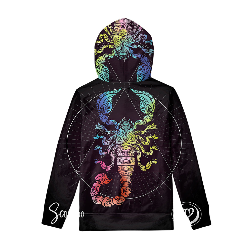Colorful Scorpio Sign Print Pullover Hoodie