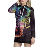 Colorful Scorpio Sign Print Pullover Hoodie Dress