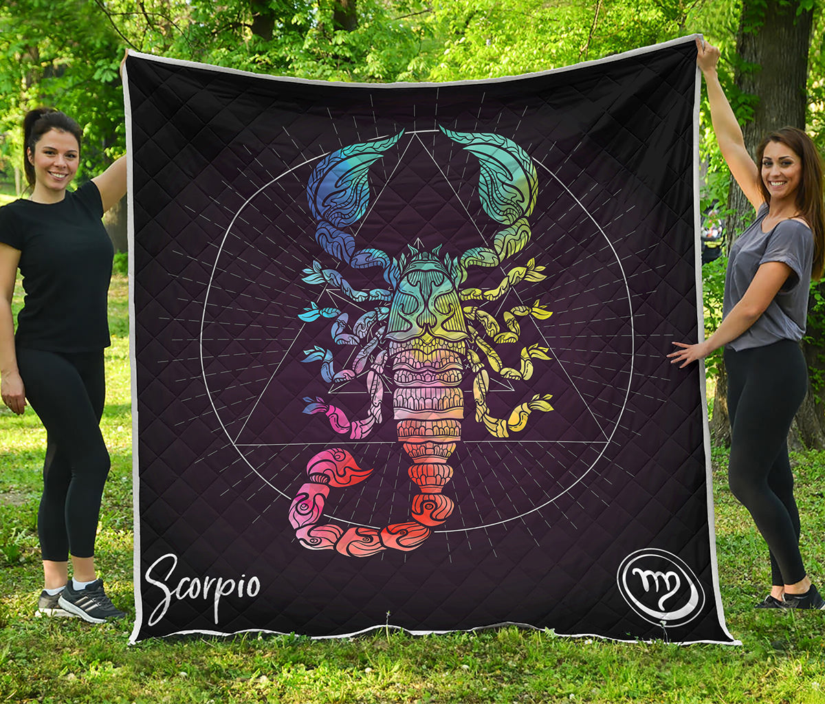 Colorful Scorpio Sign Print Quilt