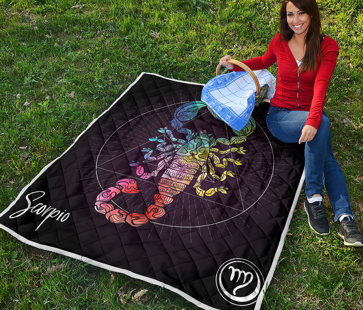 Colorful Scorpio Sign Print Quilt