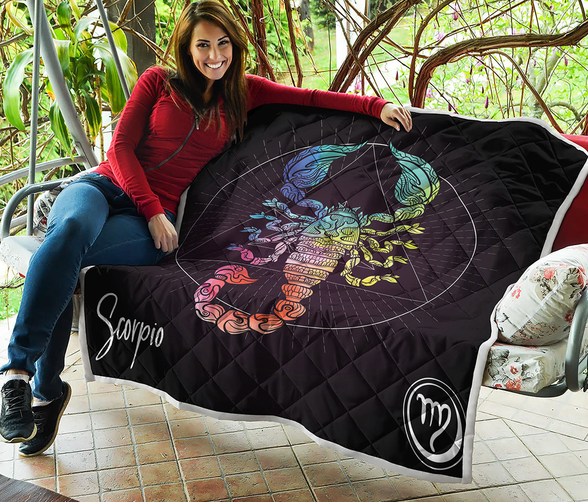 Colorful Scorpio Sign Print Quilt