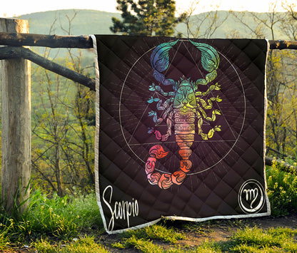 Colorful Scorpio Sign Print Quilt