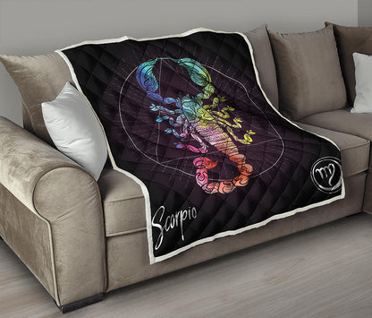Colorful Scorpio Sign Print Quilt