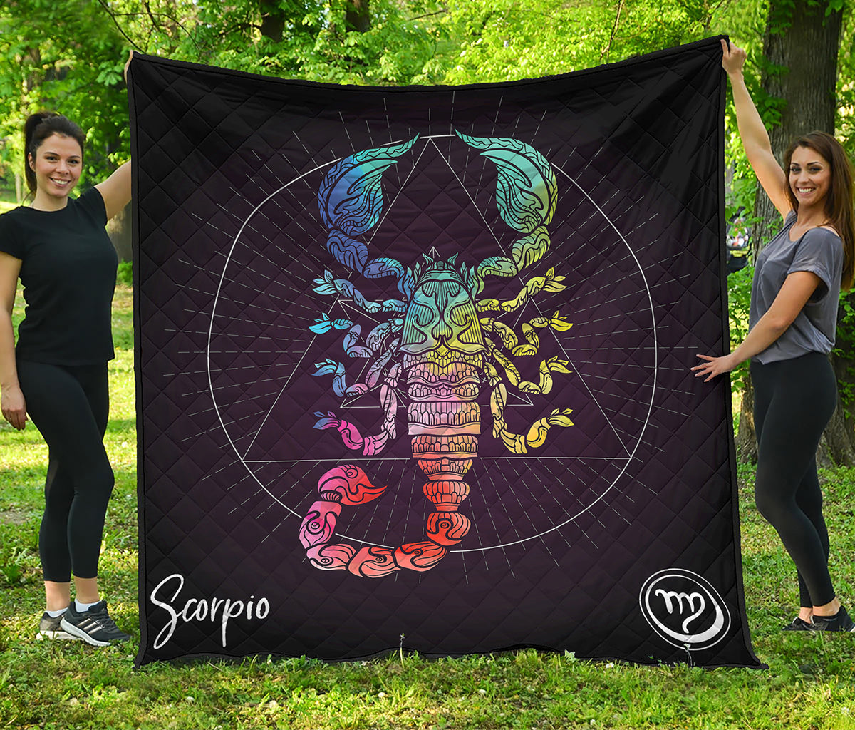 Colorful Scorpio Sign Print Quilt