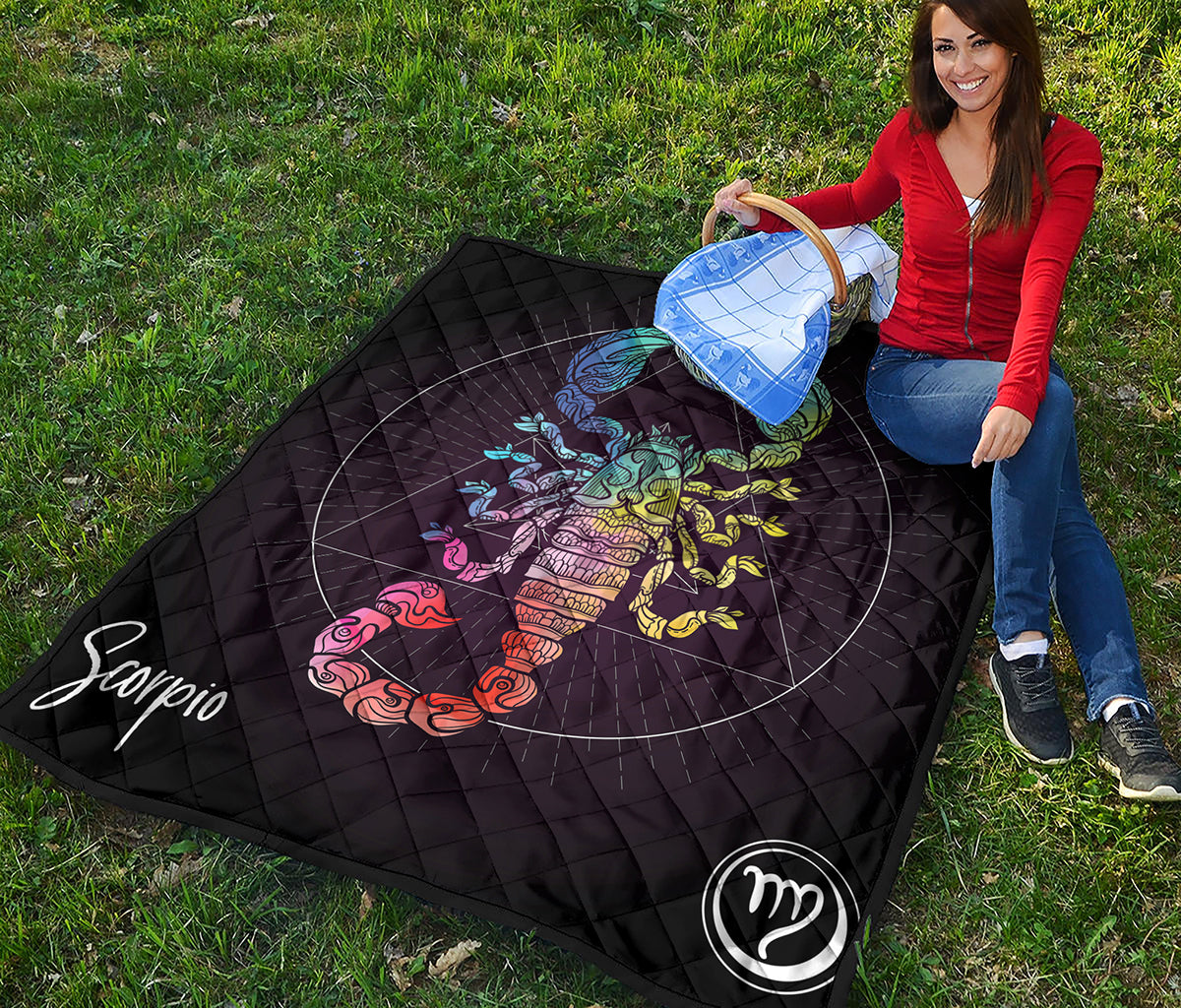Colorful Scorpio Sign Print Quilt