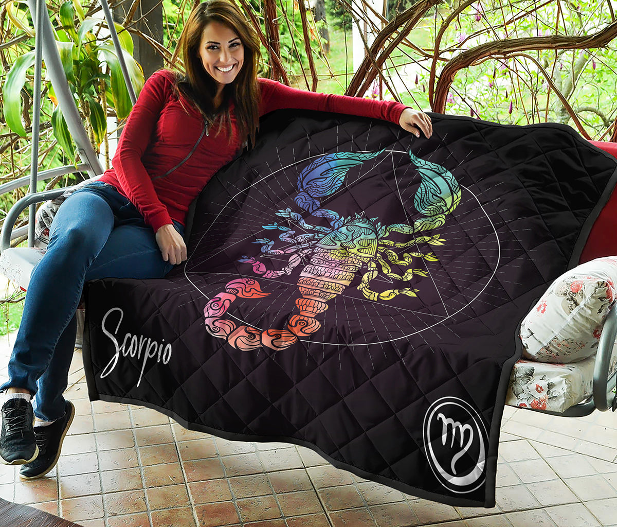 Colorful Scorpio Sign Print Quilt
