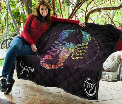 Colorful Scorpio Sign Print Quilt
