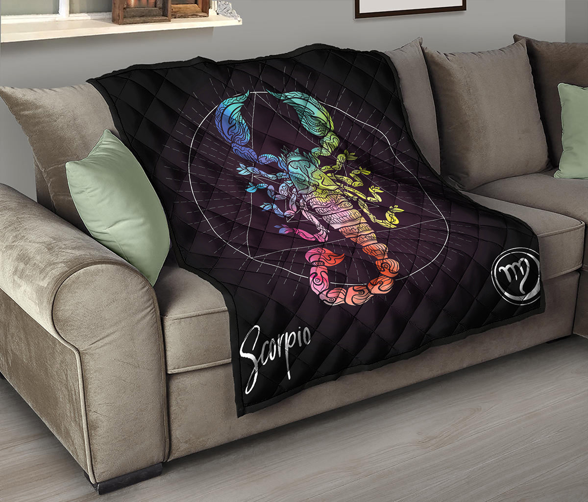 Colorful Scorpio Sign Print Quilt