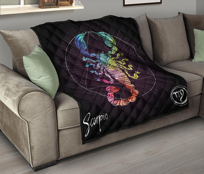 Colorful Scorpio Sign Print Quilt