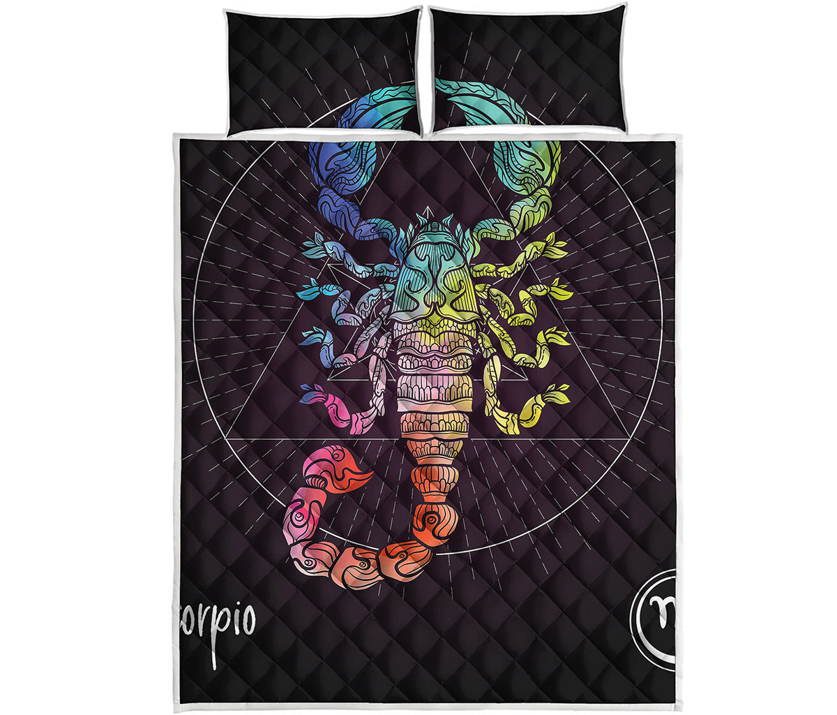Colorful Scorpio Sign Print Quilt Bed Set