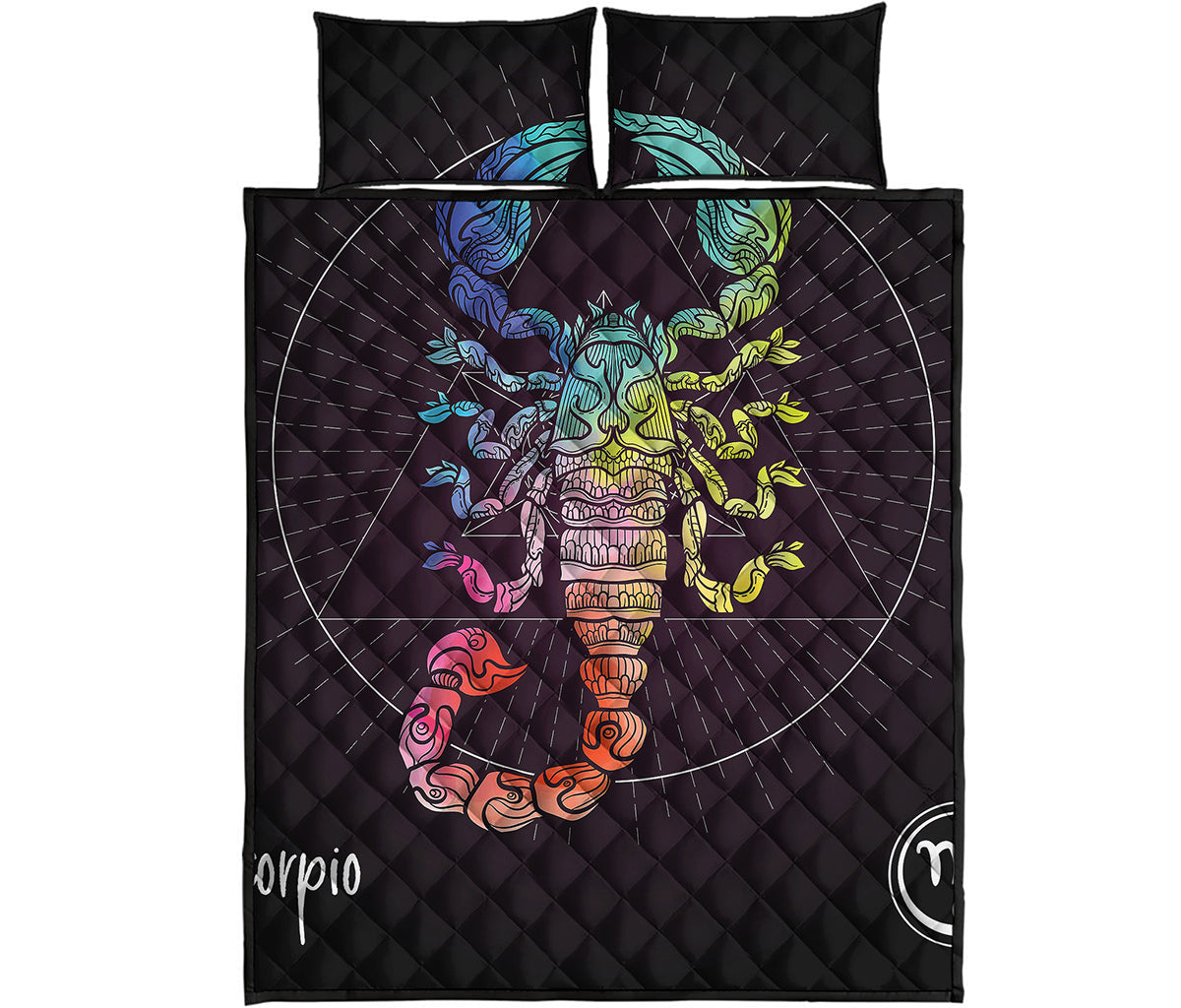 Colorful Scorpio Sign Print Quilt Bed Set