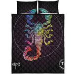 Colorful Scorpio Sign Print Quilt Bed Set