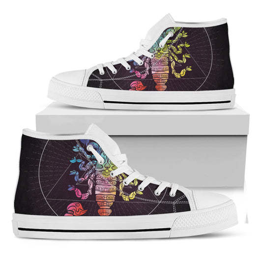 Colorful Scorpio Sign Print White High Top Shoes