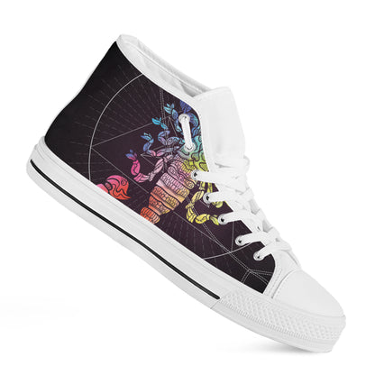 Colorful Scorpio Sign Print White High Top Shoes