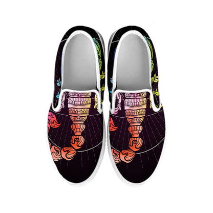 Colorful Scorpio Sign Print White Slip On Shoes