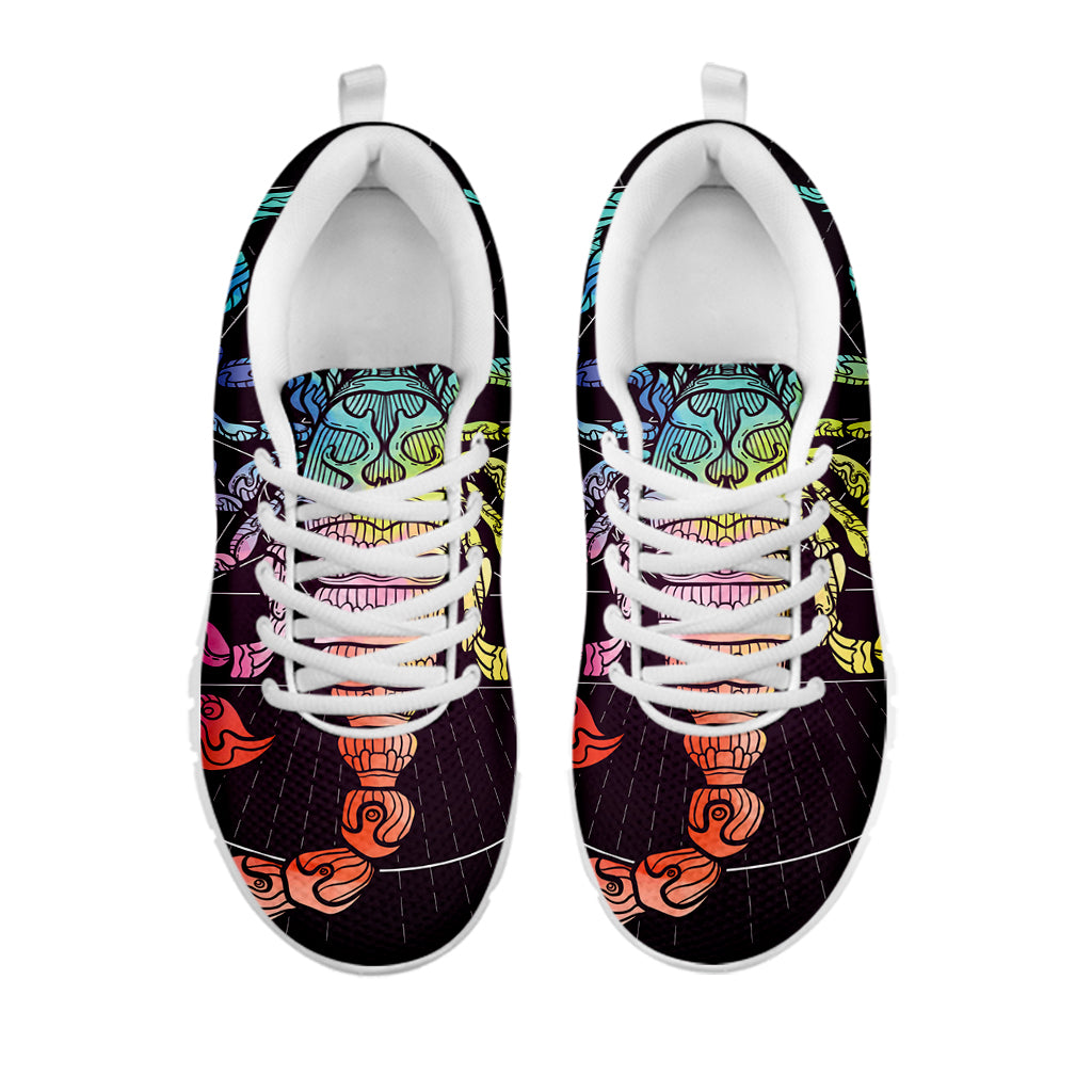 Colorful Scorpio Sign Print White Sneakers