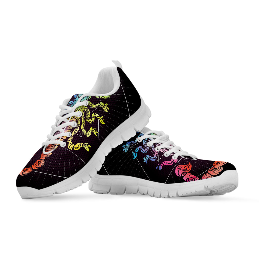 Colorful Scorpio Sign Print White Sneakers