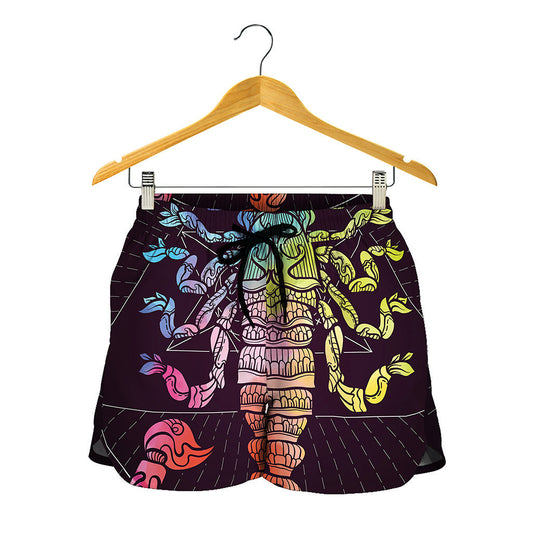 Colorful Scorpio Sign Print Women's Shorts