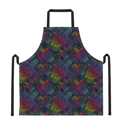Colorful Sea Turtle Pattern Print Apron