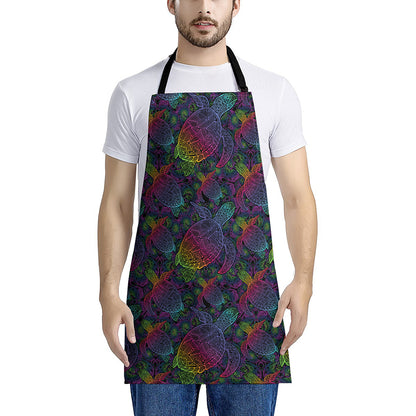 Colorful Sea Turtle Pattern Print Apron