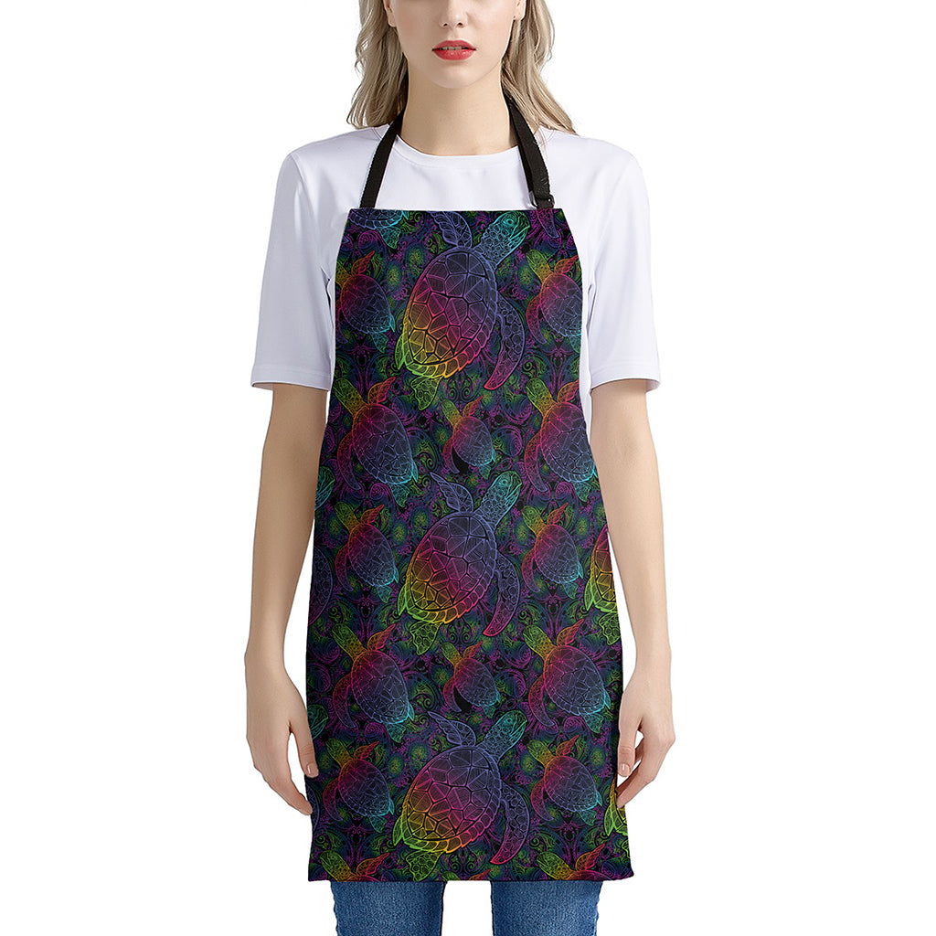 Colorful Sea Turtle Pattern Print Apron