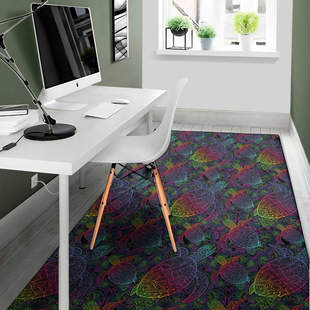 Colorful Sea Turtle Pattern Print Area Rug
