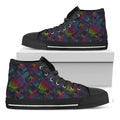 Colorful Sea Turtle Pattern Print Black High Top Sneakers