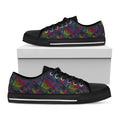 Colorful Sea Turtle Pattern Print Black Low Top Sneakers