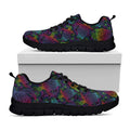Colorful Sea Turtle Pattern Print Black Running Shoes