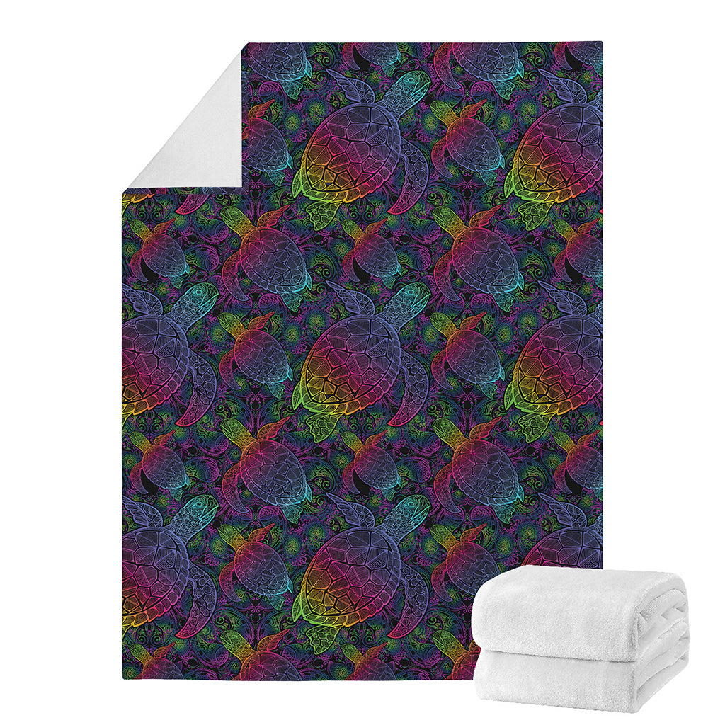 Colorful Sea Turtle Pattern Print Blanket
