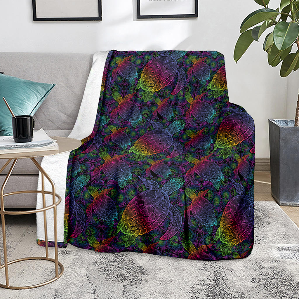Colorful Sea Turtle Pattern Print Blanket
