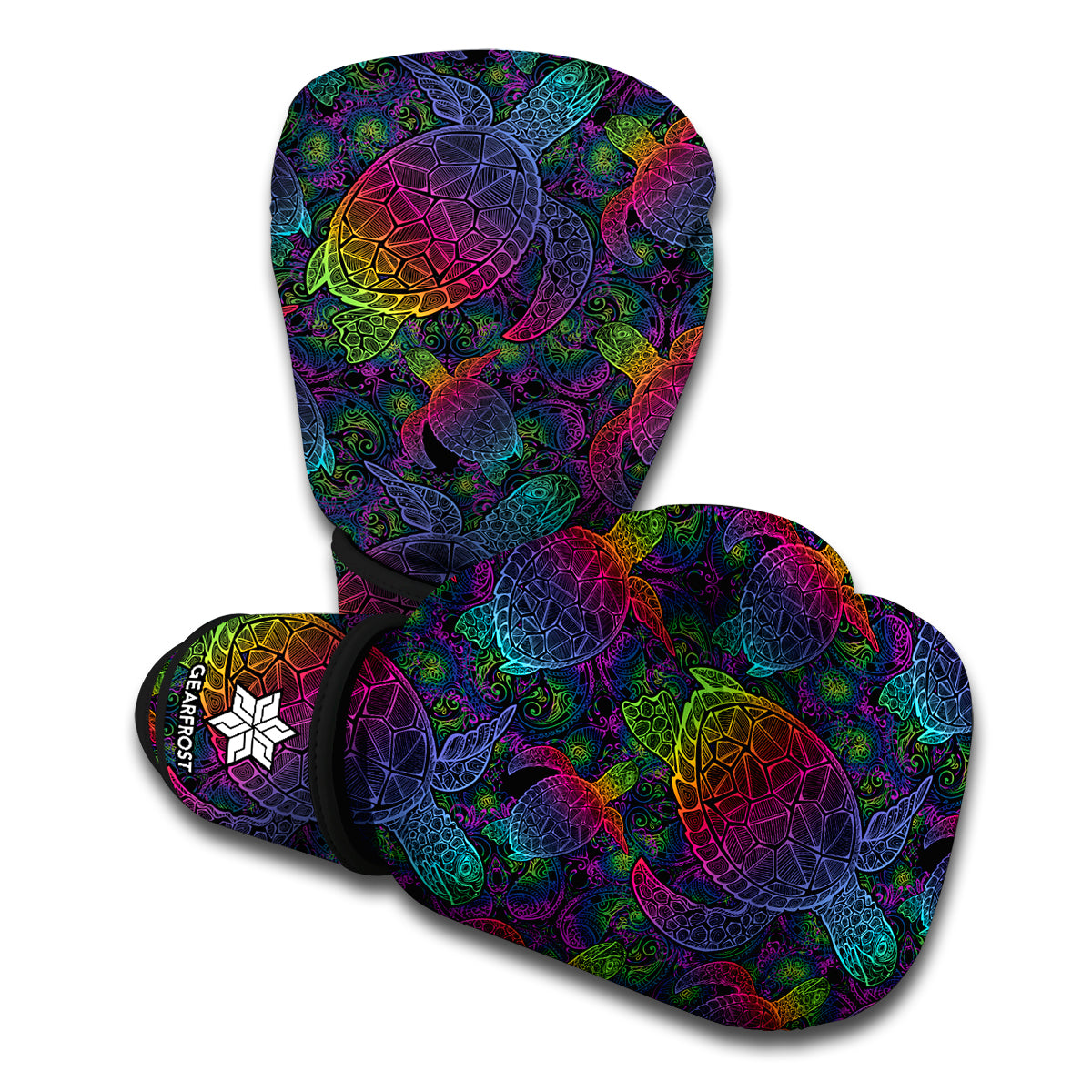 Colorful Sea Turtle Pattern Print Boxing Gloves