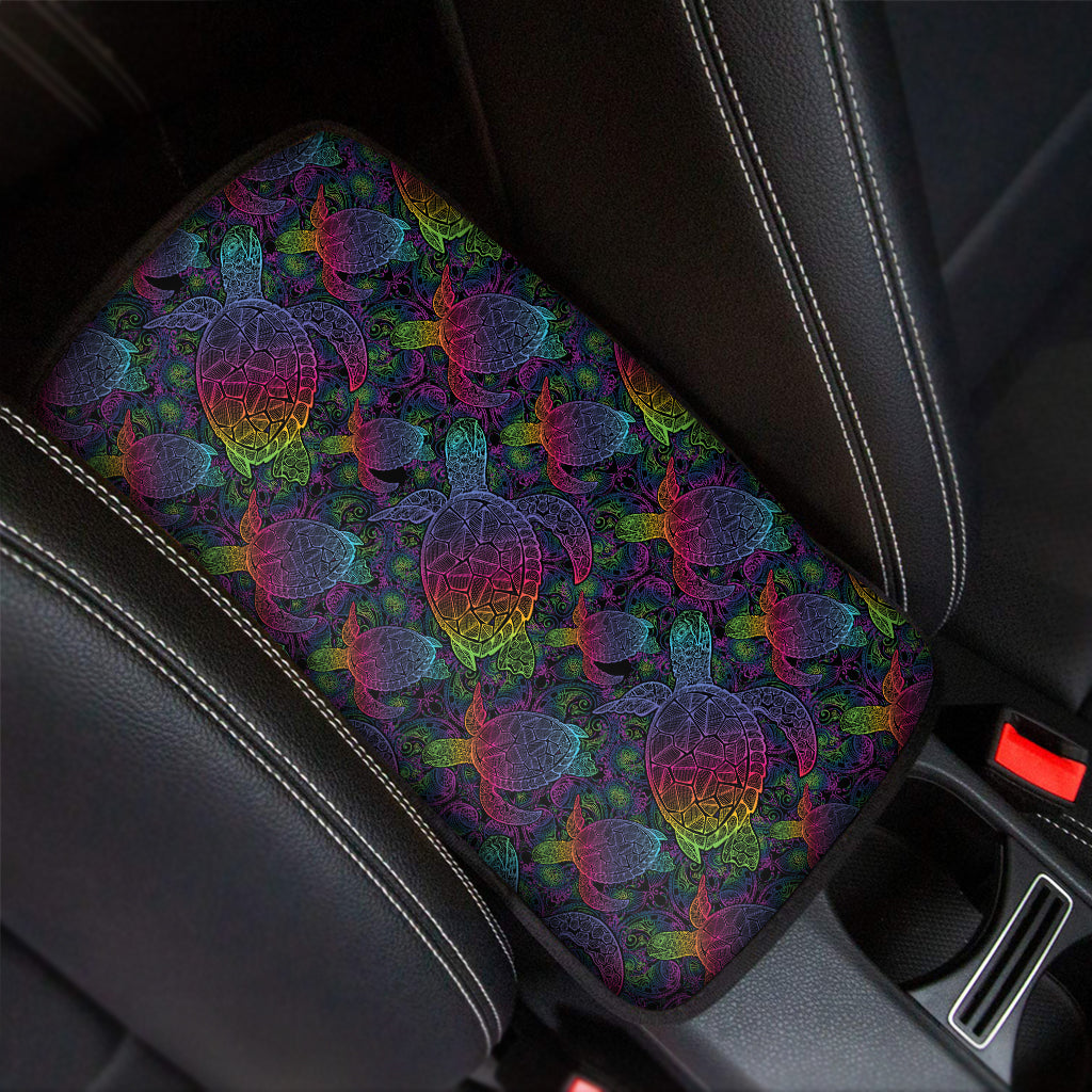 Colorful Sea Turtle Pattern Print Car Center Console Cover